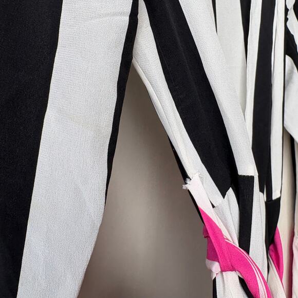 We Are‎ Leone Dress Silk Contrast Maxi Cardigan Striped Belted Long Sleeve S/M - Picture 8 of 14